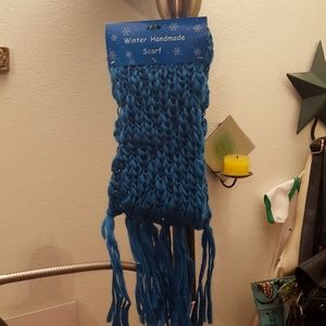 Teal crochet scarf